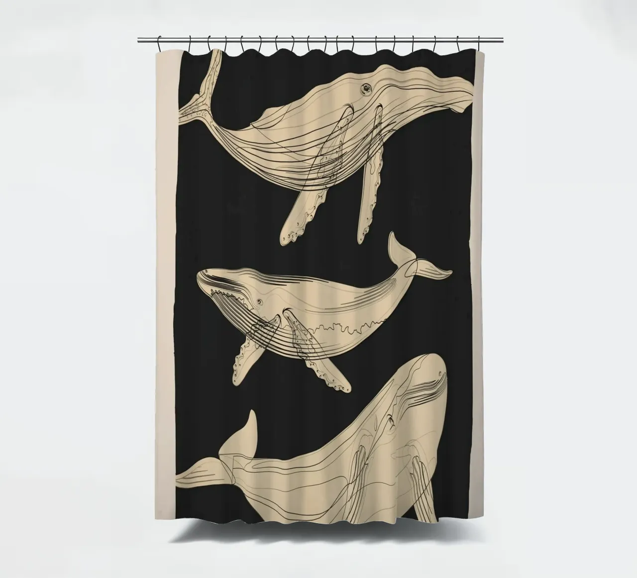 Modern Minimalist Abstract Whales tenda da doccia da Nadjaa