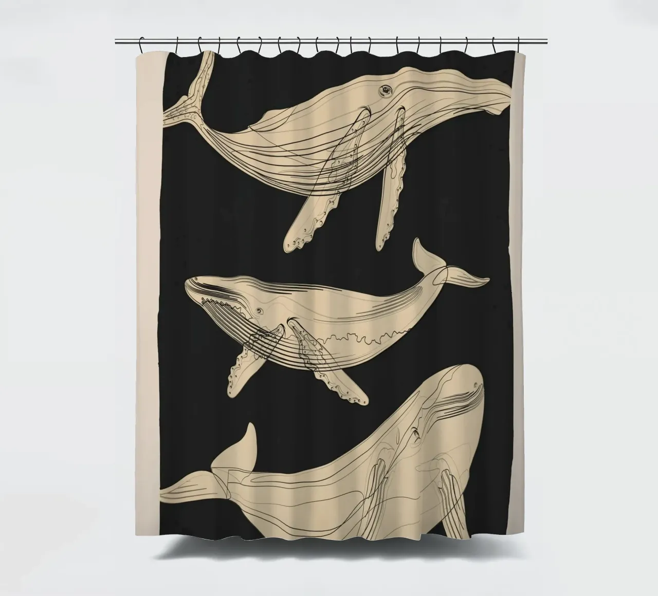 Modern Minimalist Abstract Whales tenda da doccia da Nadjaa