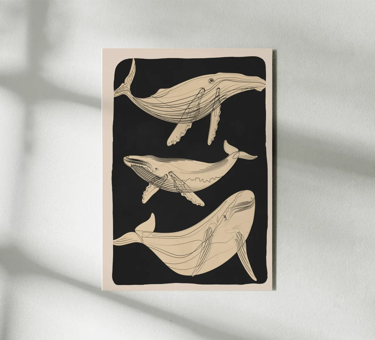 Modern Minimalist Abstract Whales alluminio dibond da Nadjaa