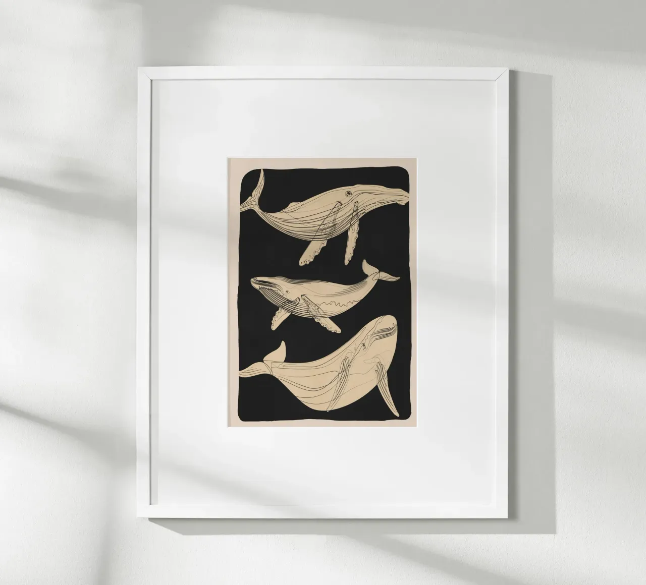 Modern Minimalist Abstract Whales carta hahnemühle da Nadjaa