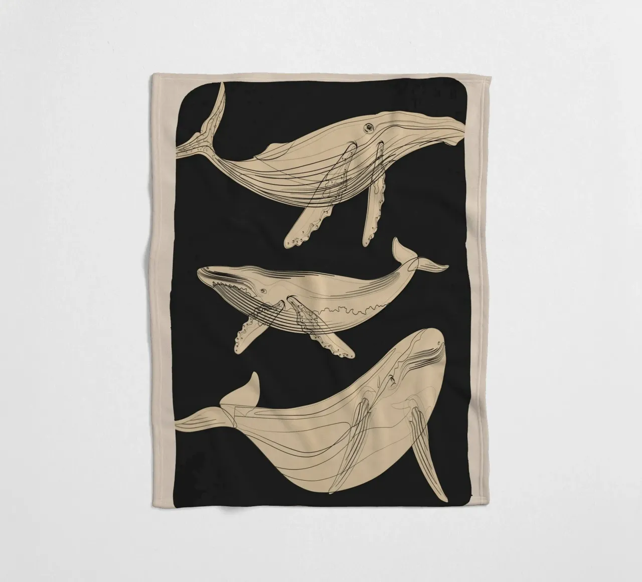Modern Minimalist Abstract Whales coperta in pile da Nadjaa
