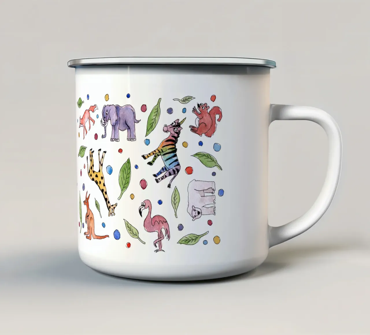 Zoo Animals taza de esmalte de KP Design