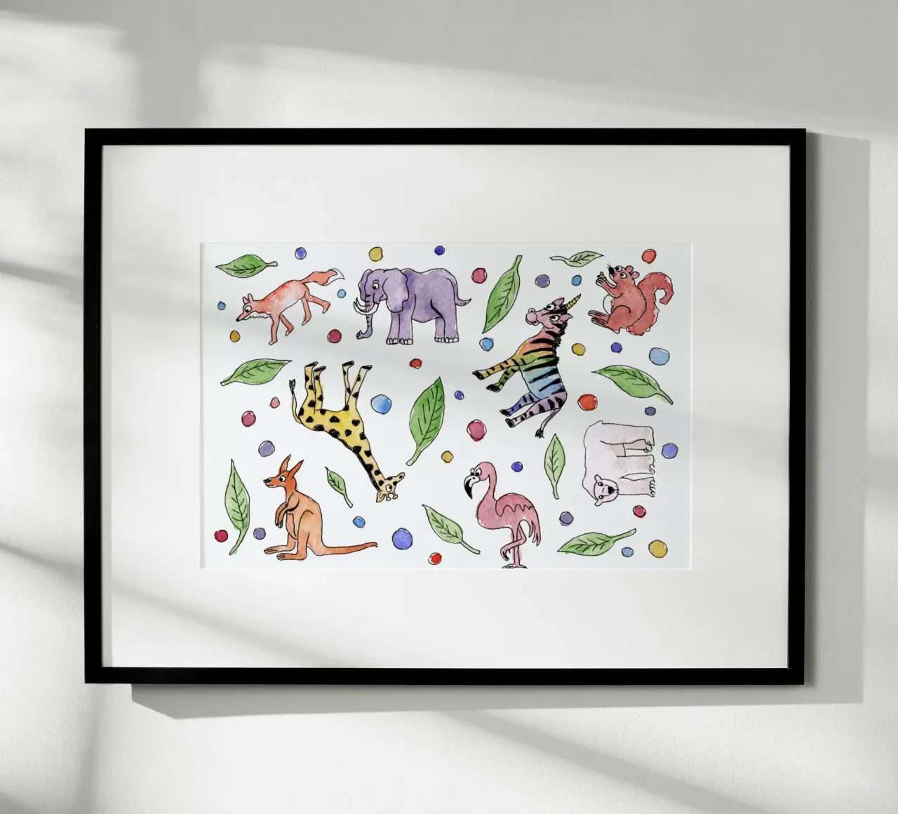 Zoo Animals poster con telaio in alluminio da KP Design