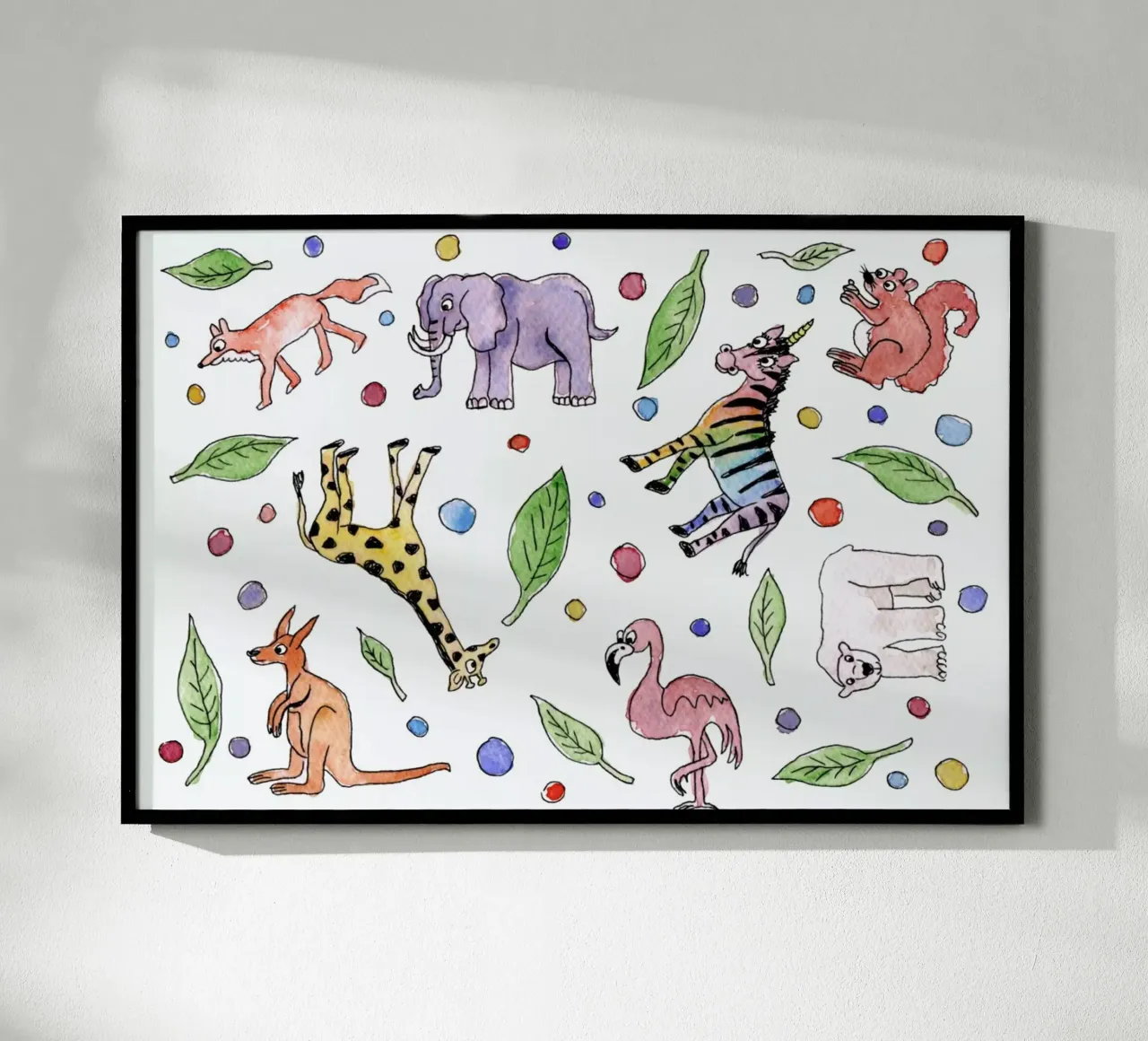 Zoo Animals poster con telaio in alluminio da KP Design