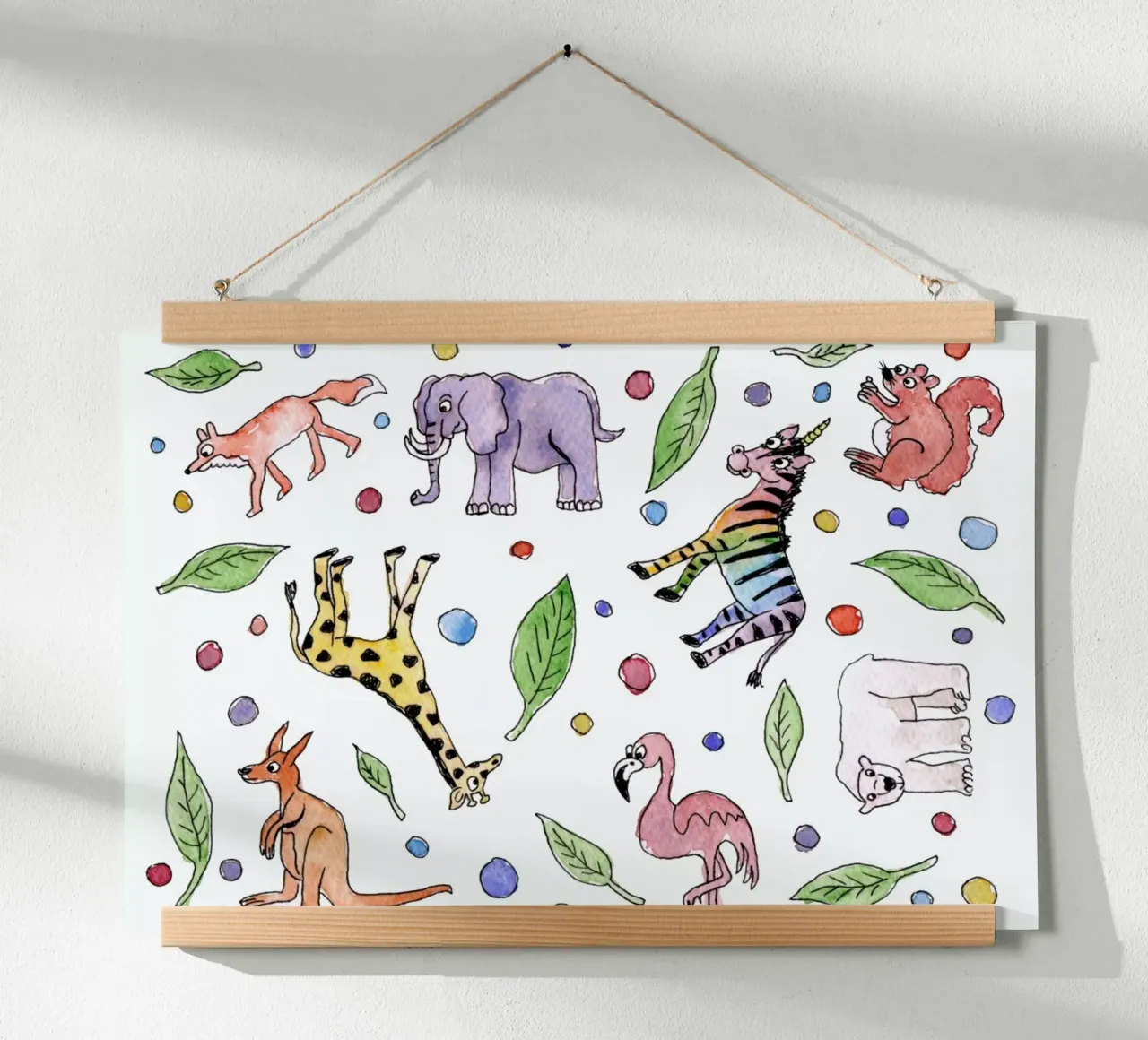 Zoo Animals poster con telaio in alluminio da KP Design