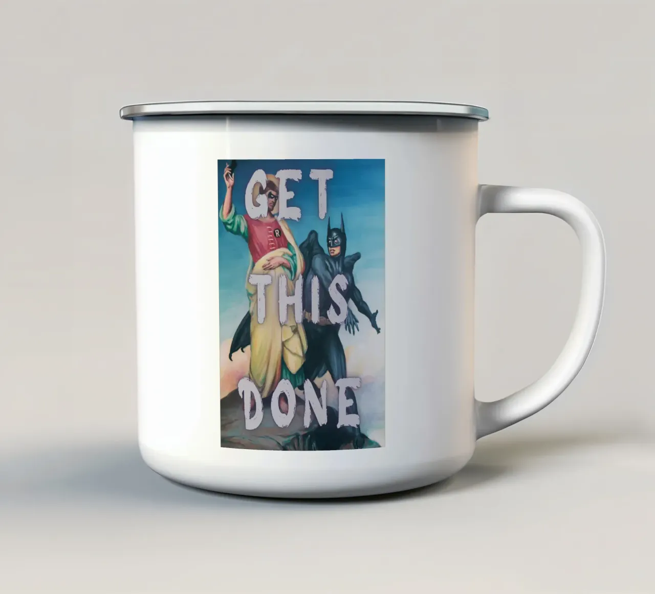 "Get This Done" - Pop Art, Superhero Remix, Motivazione, Humo tazza in smalto da NorwesClub