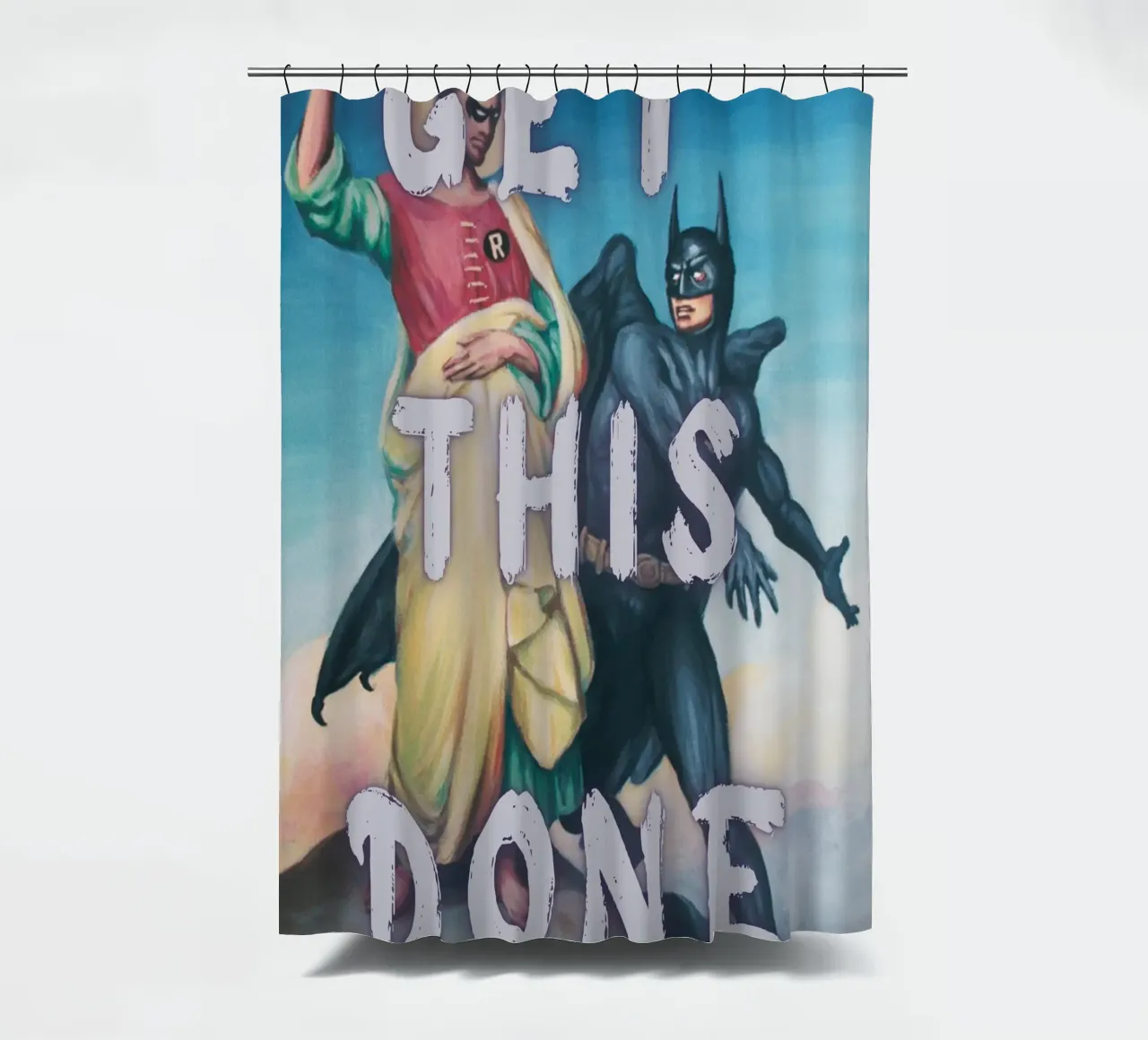 "Get This Done" - Pop-Art, Superhelden-Remix, Motivation, Humo Duschvorhang von NorwesClub