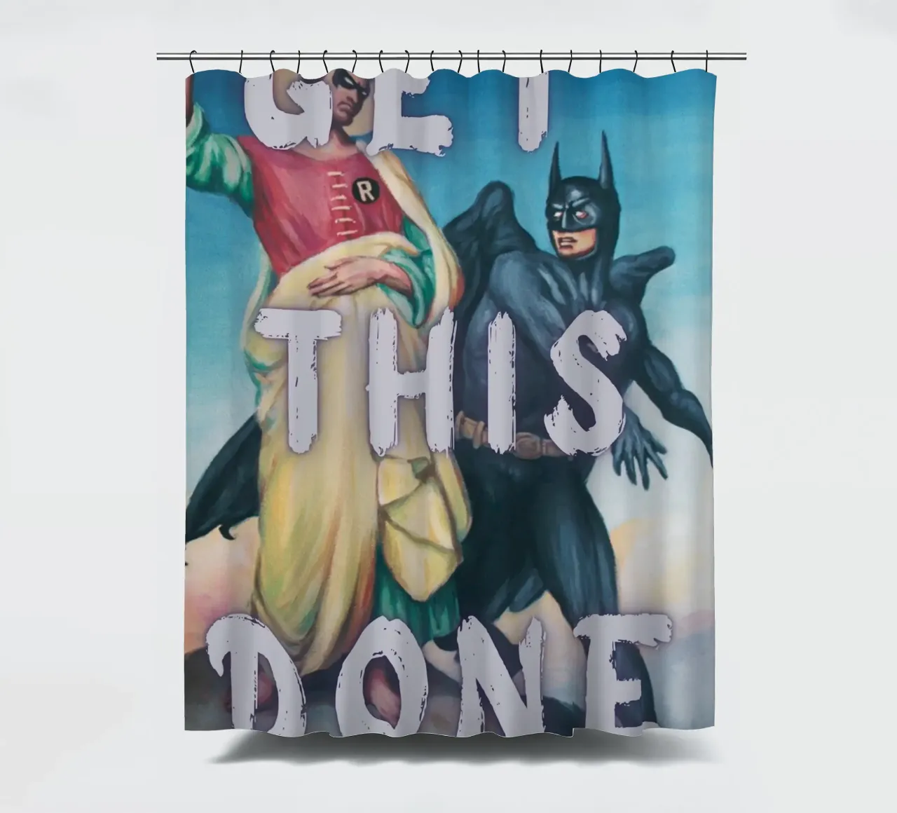 "Get This Done" - Pop-Art, Superhelden-Remix, Motivation, Humo Duschvorhang von NorwesClub