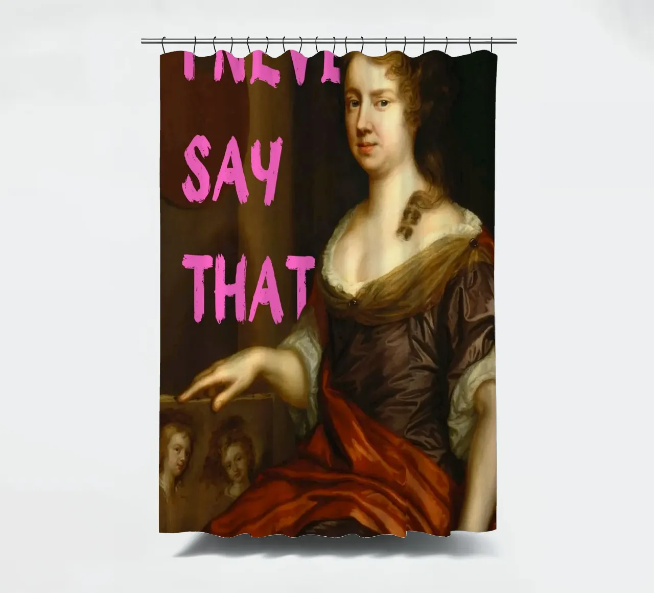 "Non lo dico mai" - Pop Art, Remix classico, Umoristico, Spiritoso tenda da doccia da NorwesClub