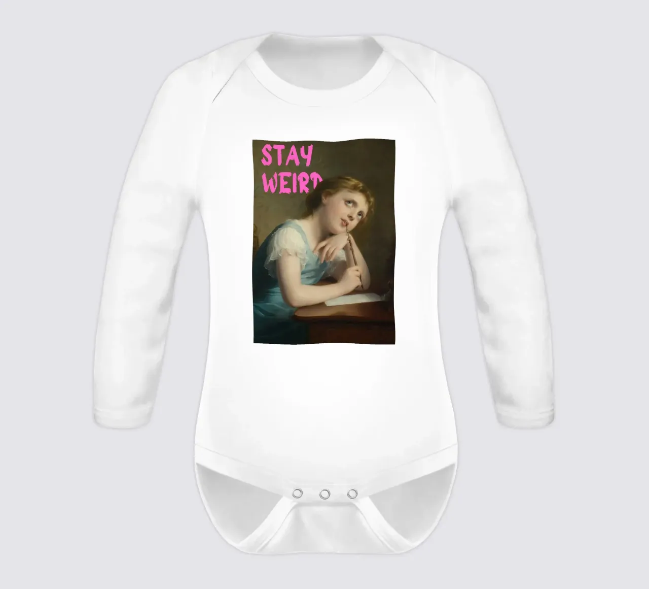 "Stay Weird" - Pop Art, klassieke remix, eigenzinnig, bekrachtigend babyrompertje lange mouwen van NorwesClub