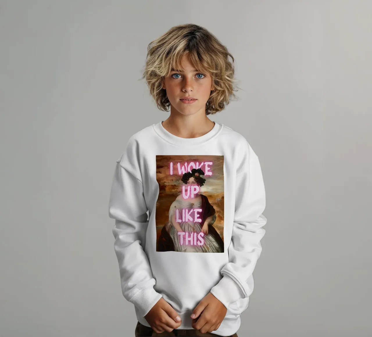 "Woke Up Like This" - Pop Art, Remix Clásico, Humor, Tren sudadera para niño de NorwesClub
