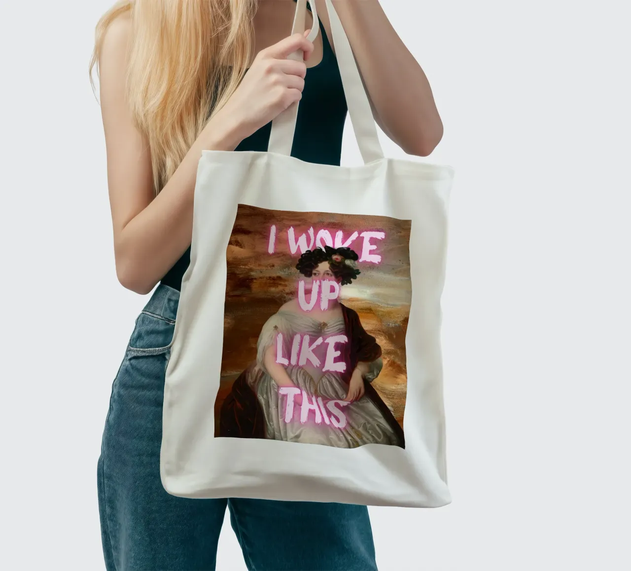 "Woke Up Like This" - Pop Art, Remix classico, Umoristico, Tren borsa in juta da NorwesClub