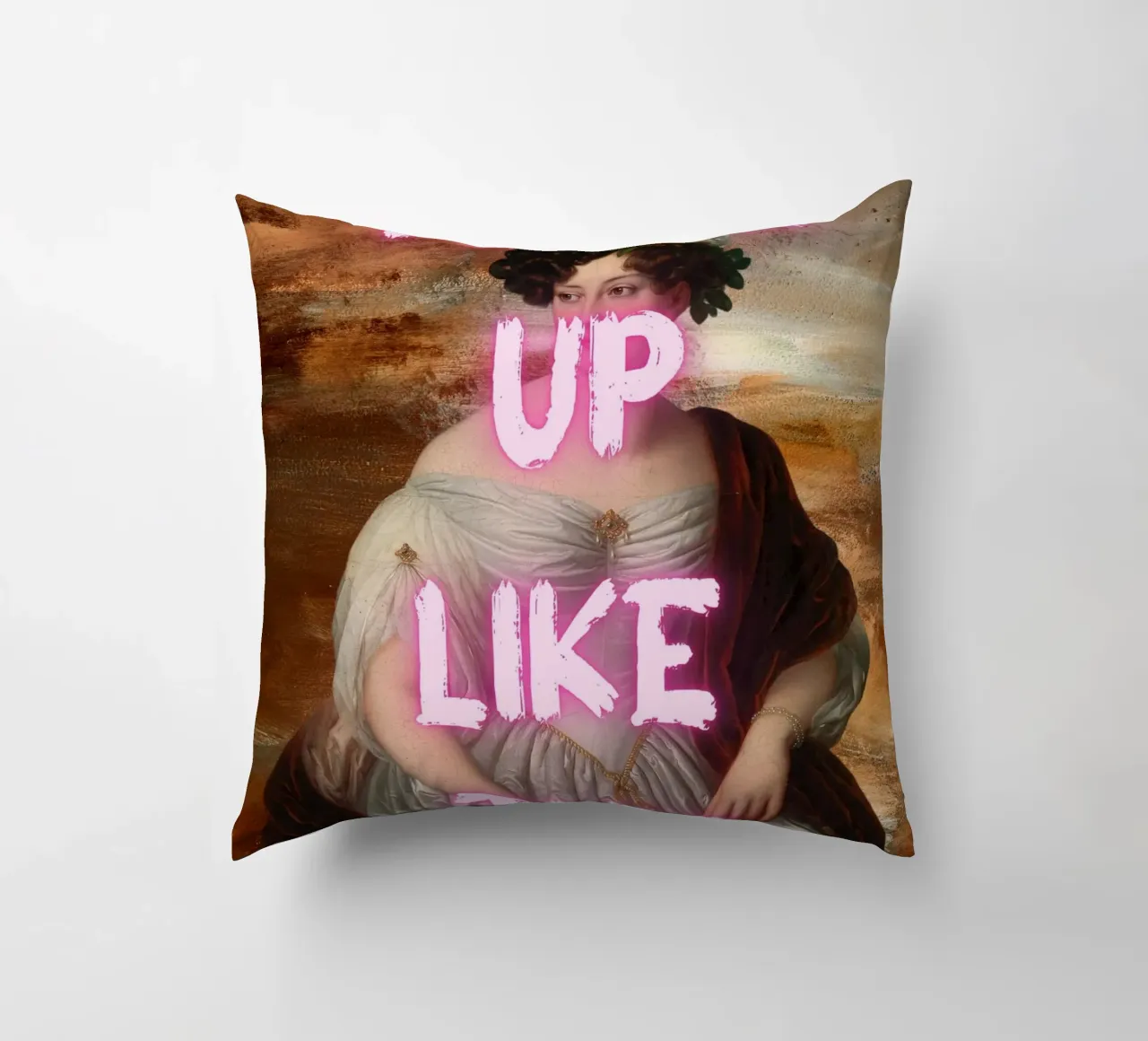 "Woke Up Like This" - Pop Art, Classic Remix, Humorous, Tren decorative cushion by NorwesClub