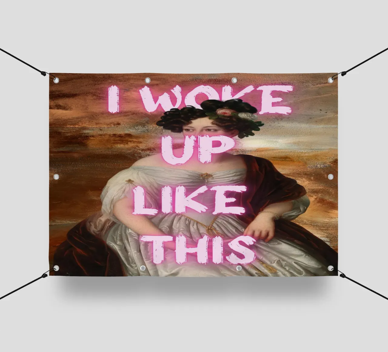 "Woke Up Like This" - Pop Art, Klassischer Remix, Humorvoll, Tren PVC Plane von NorwesClub