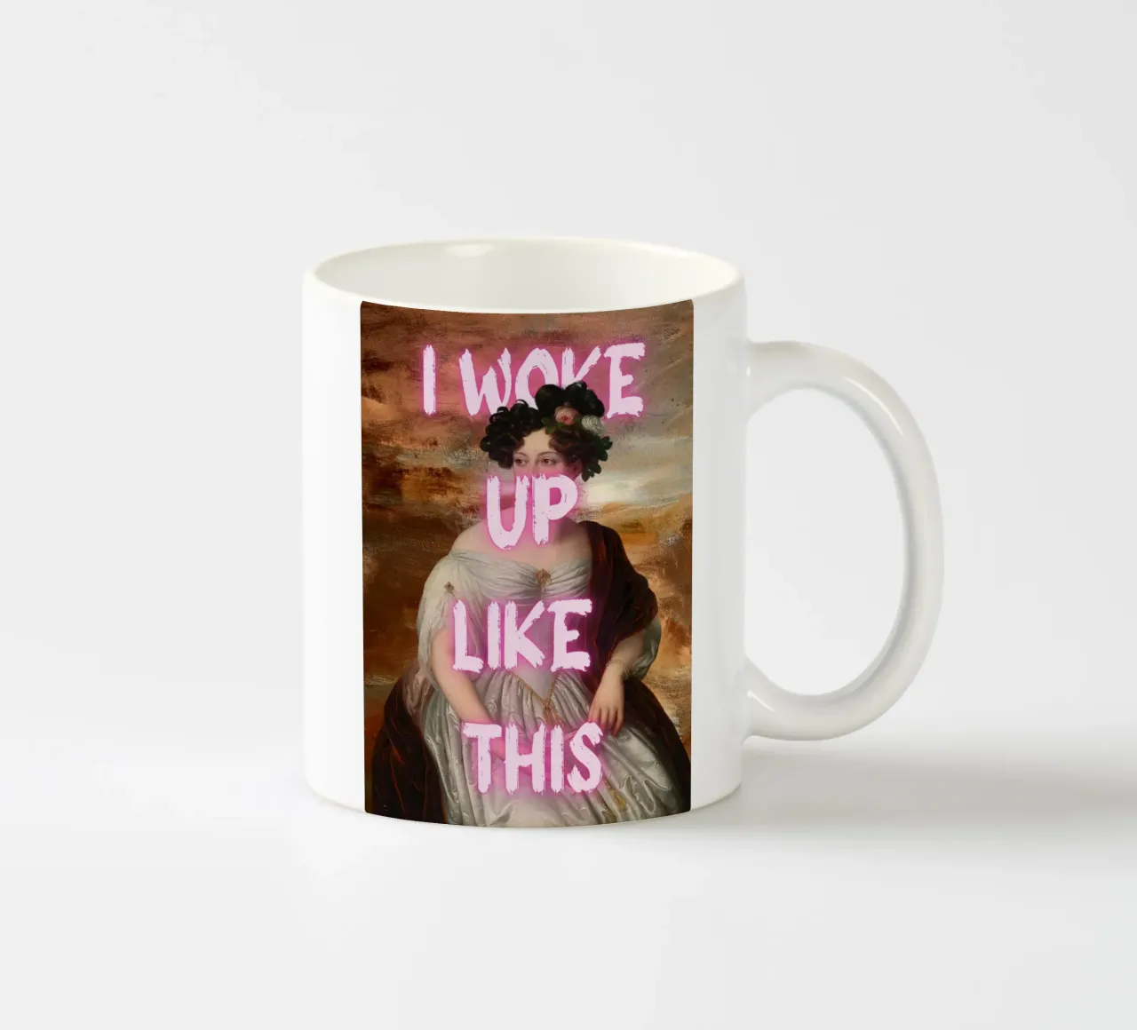 "Woke Up Like This" - Pop Art, Klassischer Remix, Humorvoll, Tren Keramik Tasse von NorwesClub