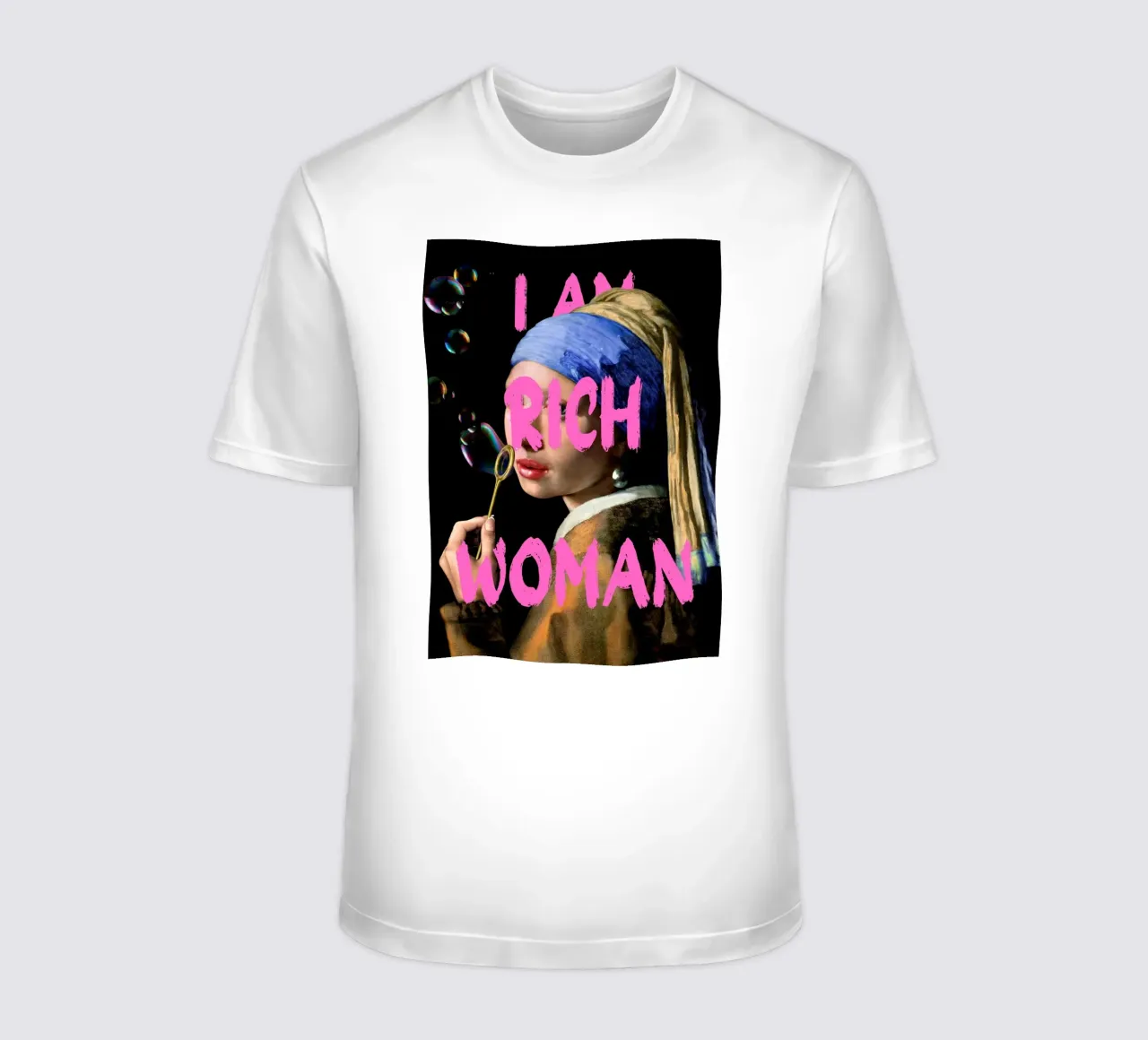 "Donna ricca con perla" - Vermeer Remix, Pop Art, Lusso, Pi t-shirt da NorwesClub