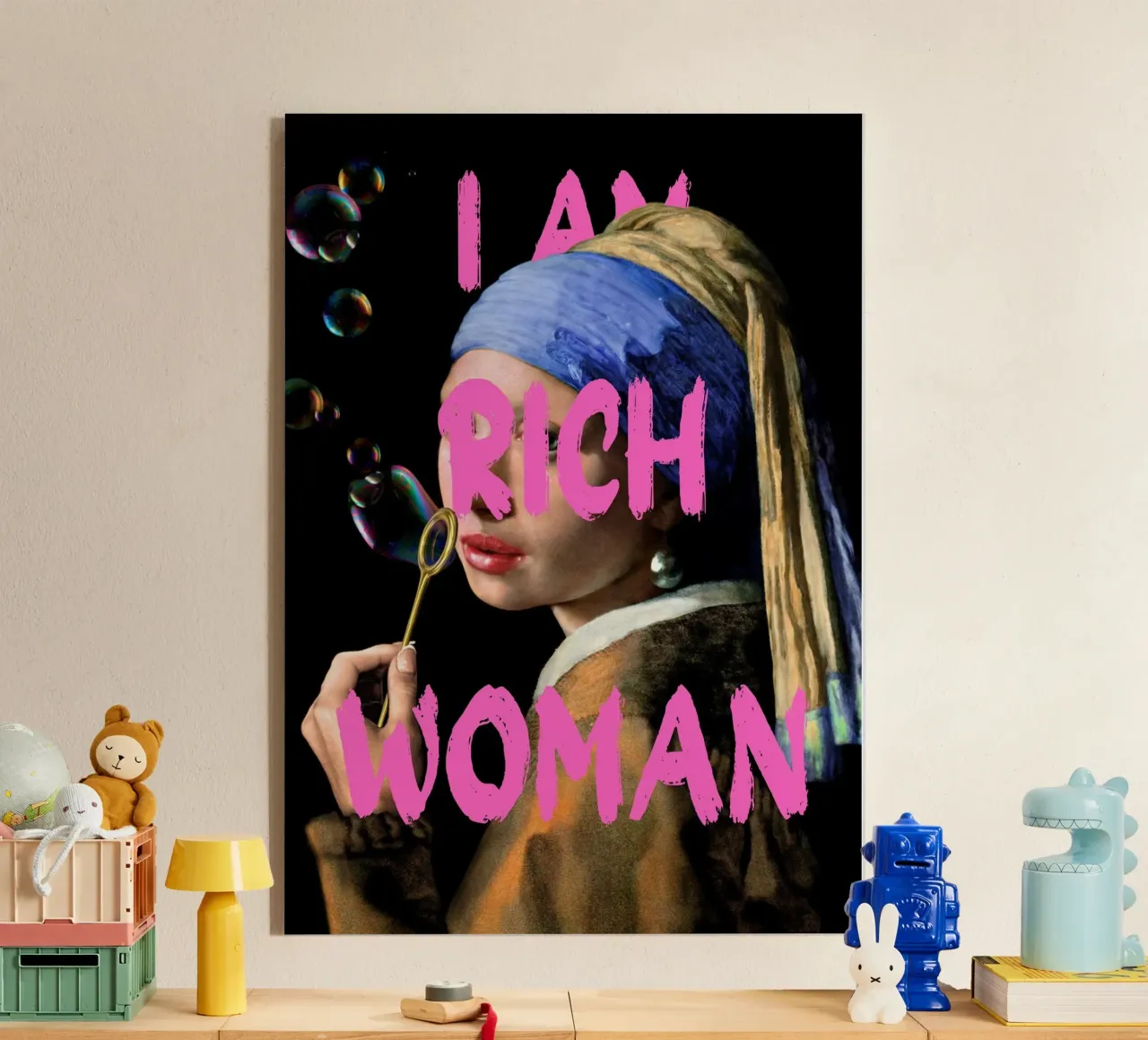 "Donna ricca con perla" - Vermeer Remix, Pop Art, Lusso, Pi plexiglass da NorwesClub