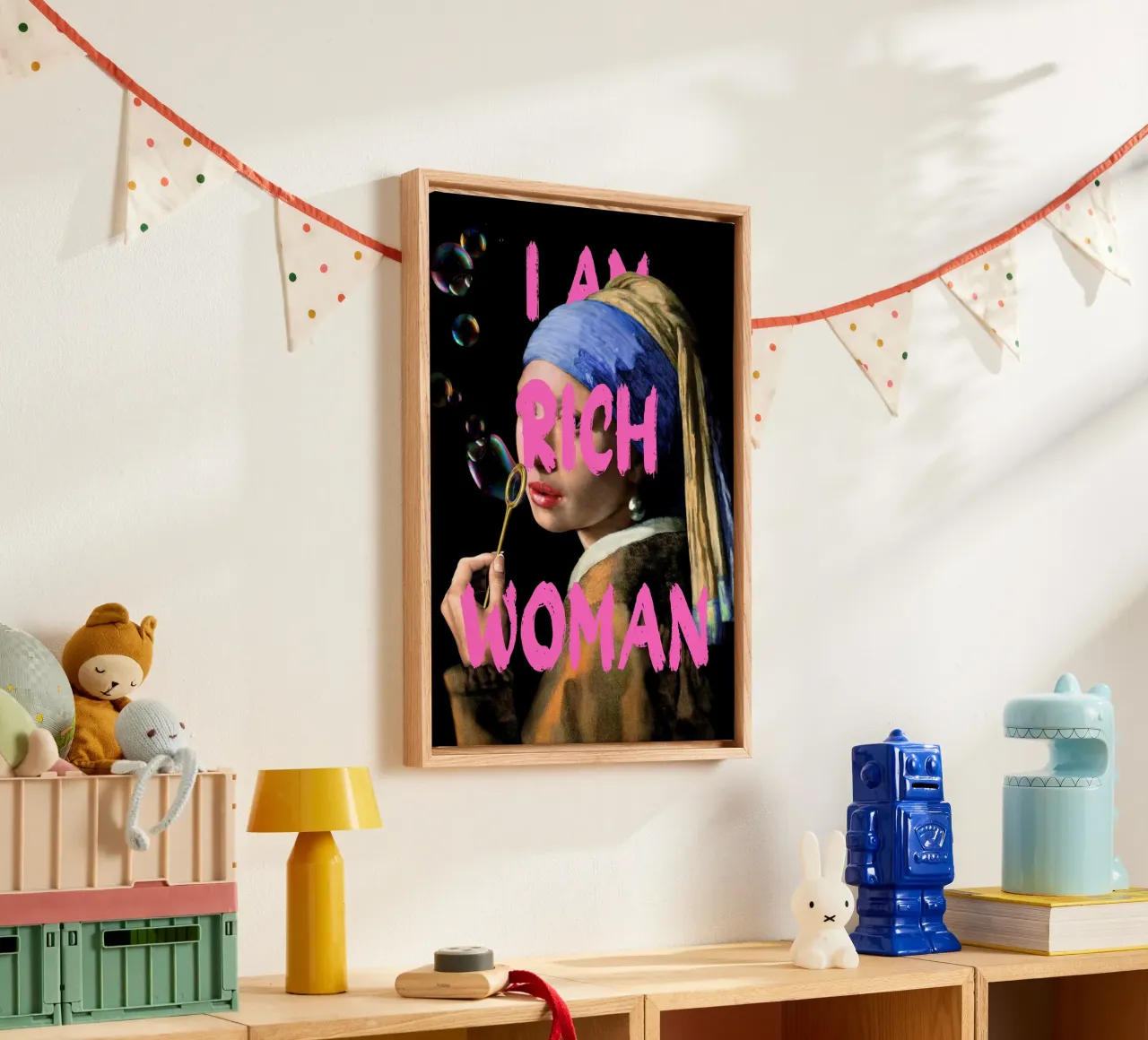"Donna ricca con perla" - Vermeer Remix, Pop Art, Lusso, Pi tela da NorwesClub