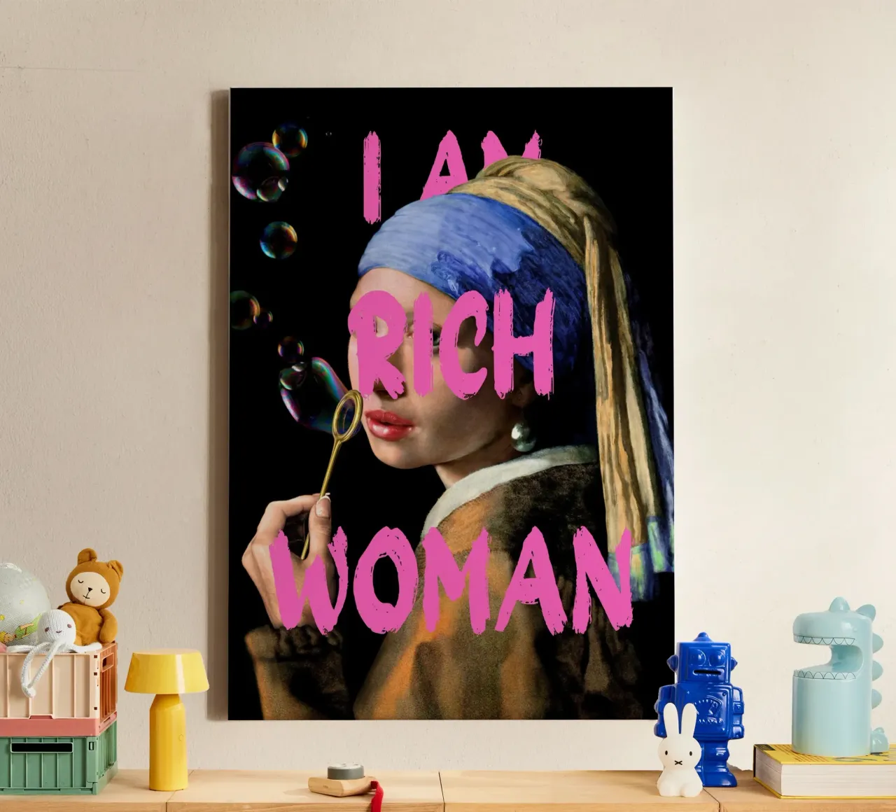"Donna ricca con perla" - Vermeer Remix, Pop Art, Lusso, Pi tela da NorwesClub