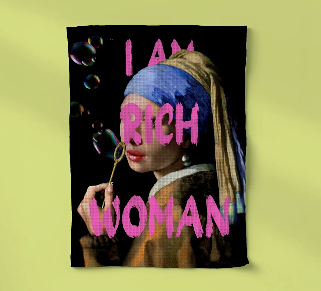 "Donna ricca con perla" - Vermeer Remix, Pop Art, Lusso, Pi canovaccio da cucina da NorwesClub