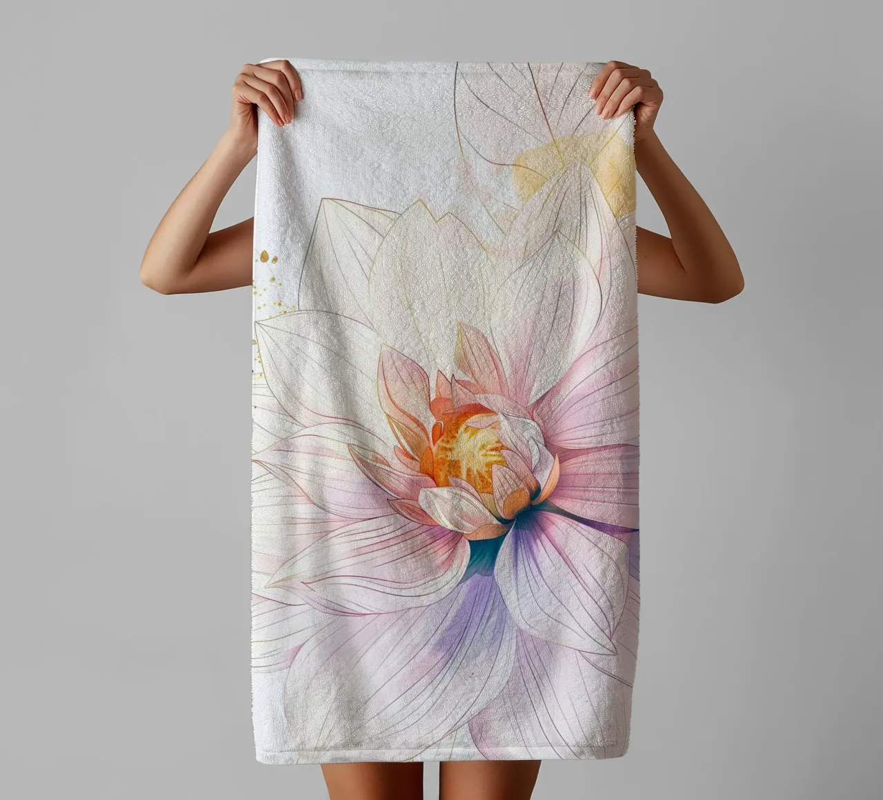 Bloemen patroon badhanddoek van Justyna Jaszke JBJart