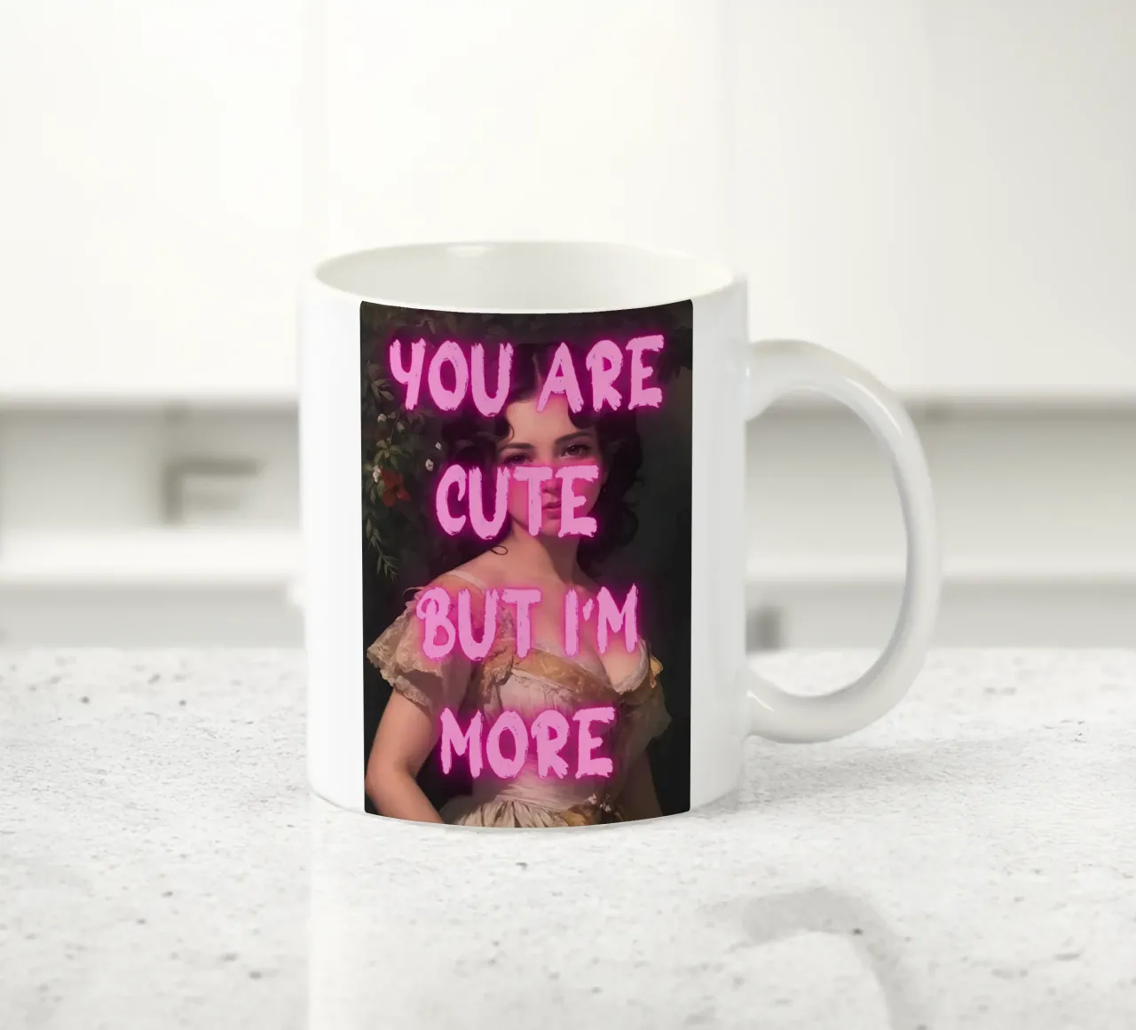 "Cute But More" - Pop Art, Remix classico, Empowerment, Trend tazza in ceramica da NorwesClub
