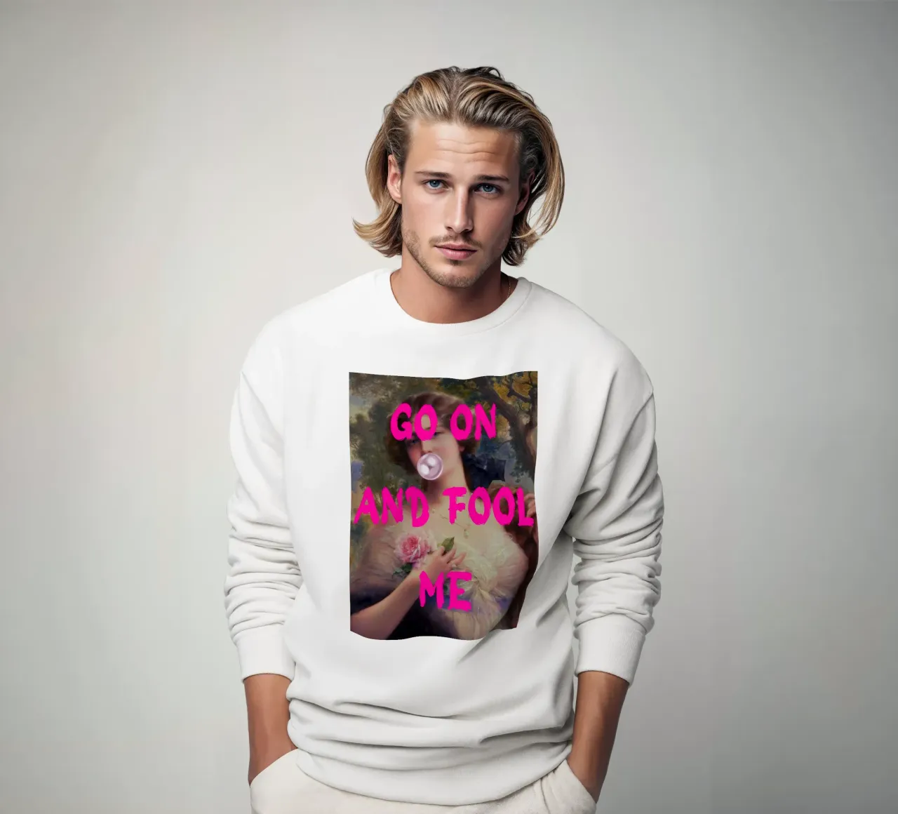 "Go On and Fool Me" - Pop Art, Remix classico, giocoso, rosa felpa da NorwesClub