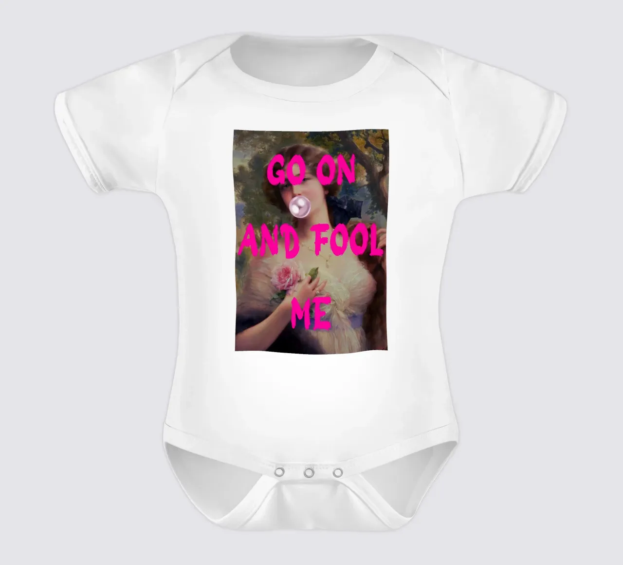 "Go On and Fool Me" - Pop Art, Remix classico, giocoso, rosa body neonato maniche corte da NorwesClub