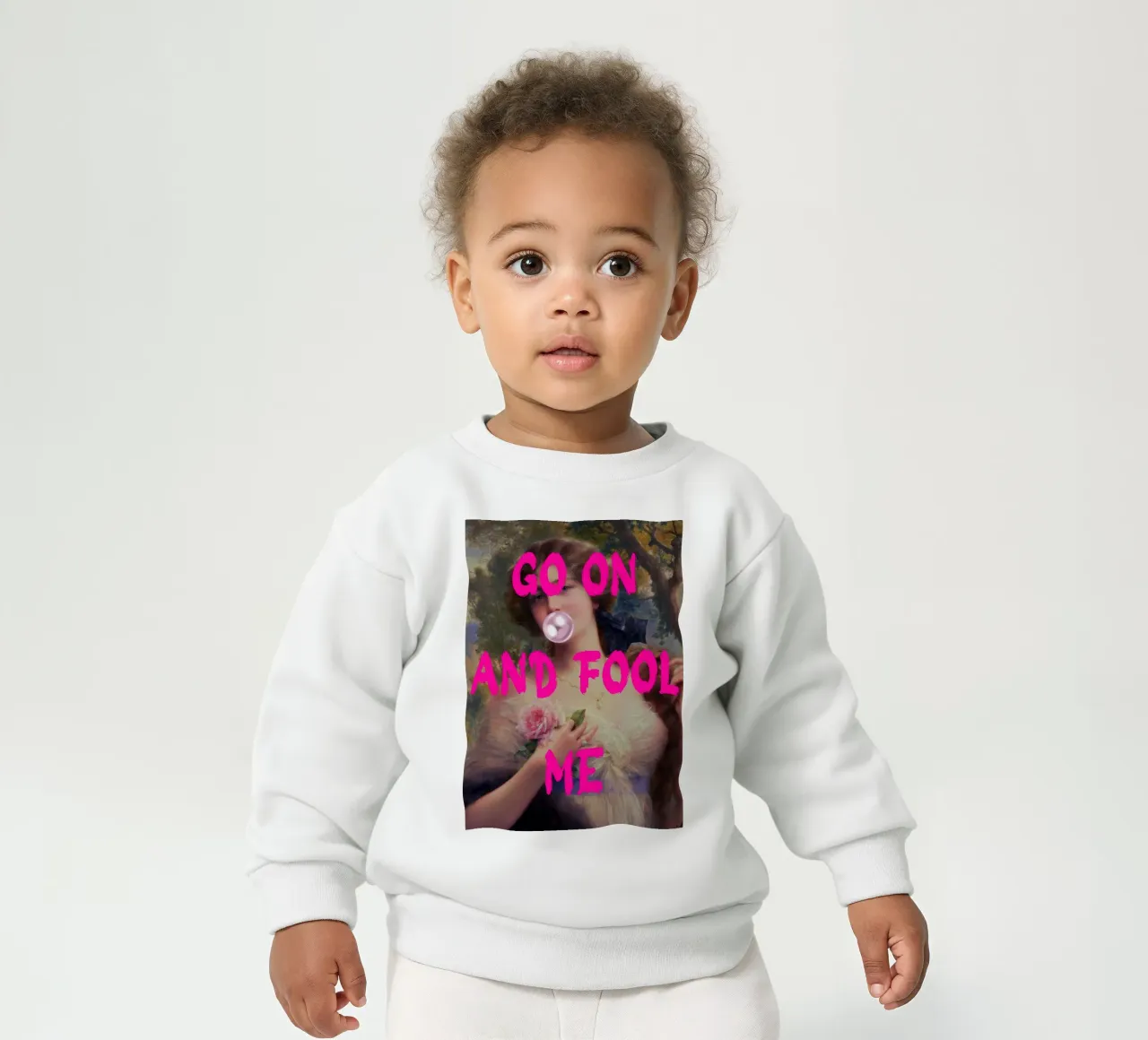 "Go On and Fool Me" - Pop Art, Remix classico, giocoso, rosa felpa neonato da NorwesClub