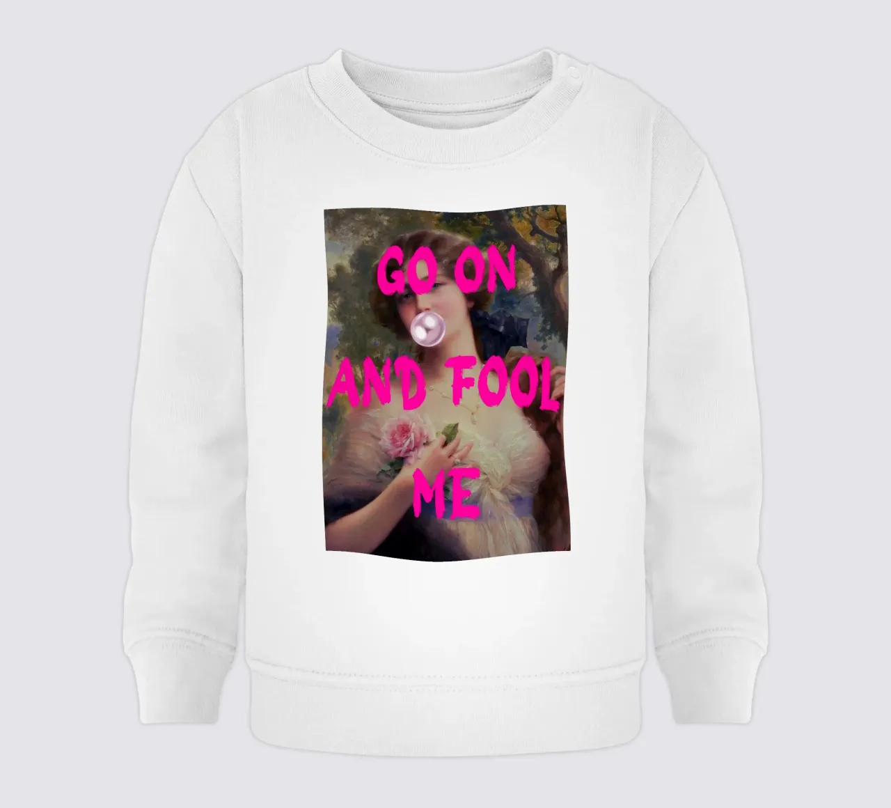 "Go On and Fool Me" - Pop Art, Remix classico, giocoso, rosa felpa neonato da NorwesClub