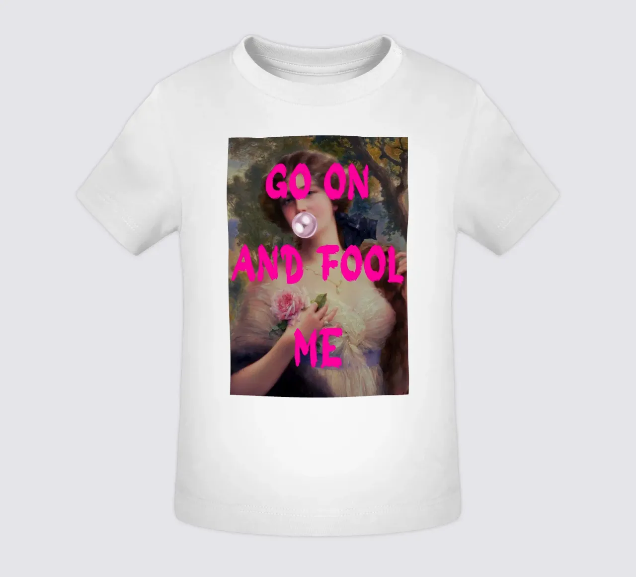 "Go On and Fool Me" - Pop Art, Remix classico, giocoso, rosa maglietta neonato da NorwesClub