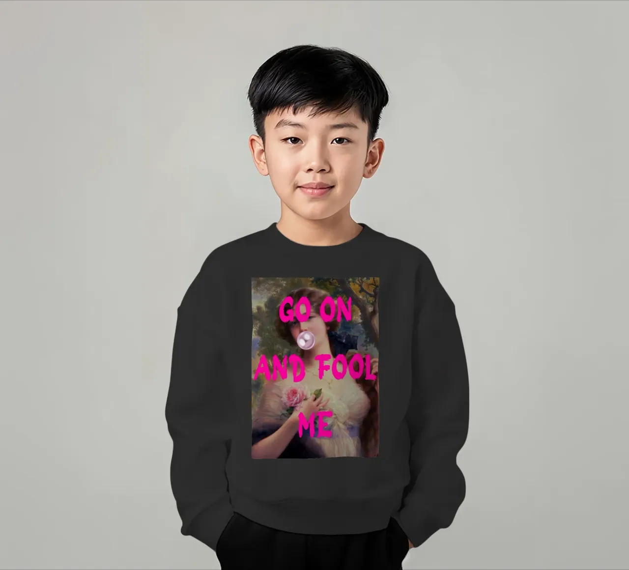 "Go On and Fool Me" - Pop Art, Remix classico, giocoso, rosa felpa bambino da NorwesClub