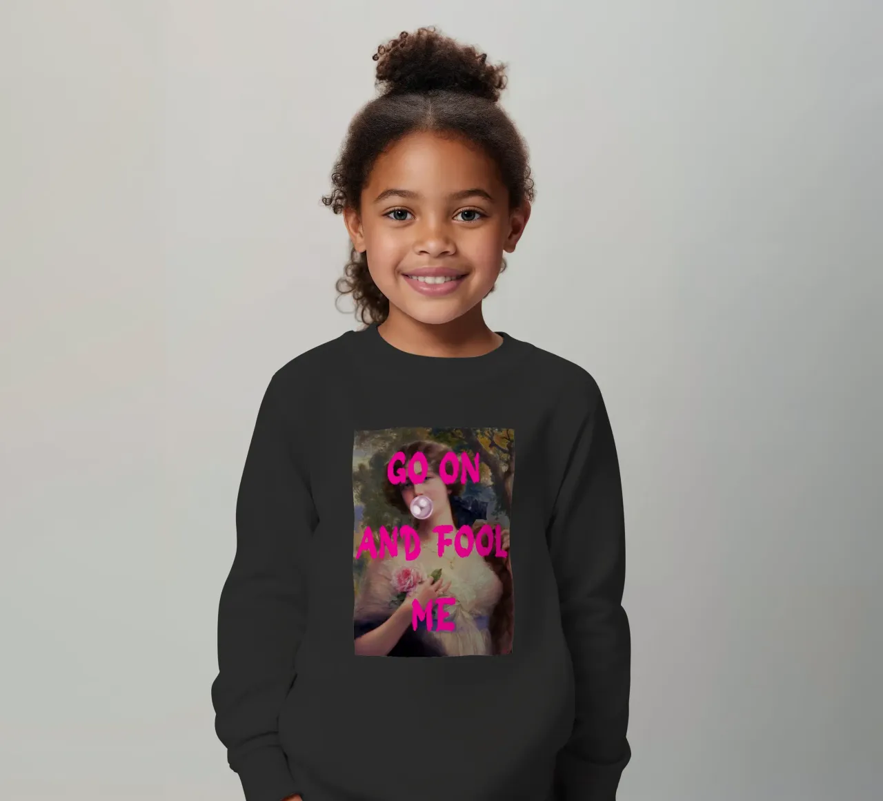"Go On and Fool Me" - Pop Art, Remix classico, giocoso, rosa felpa bambino da NorwesClub