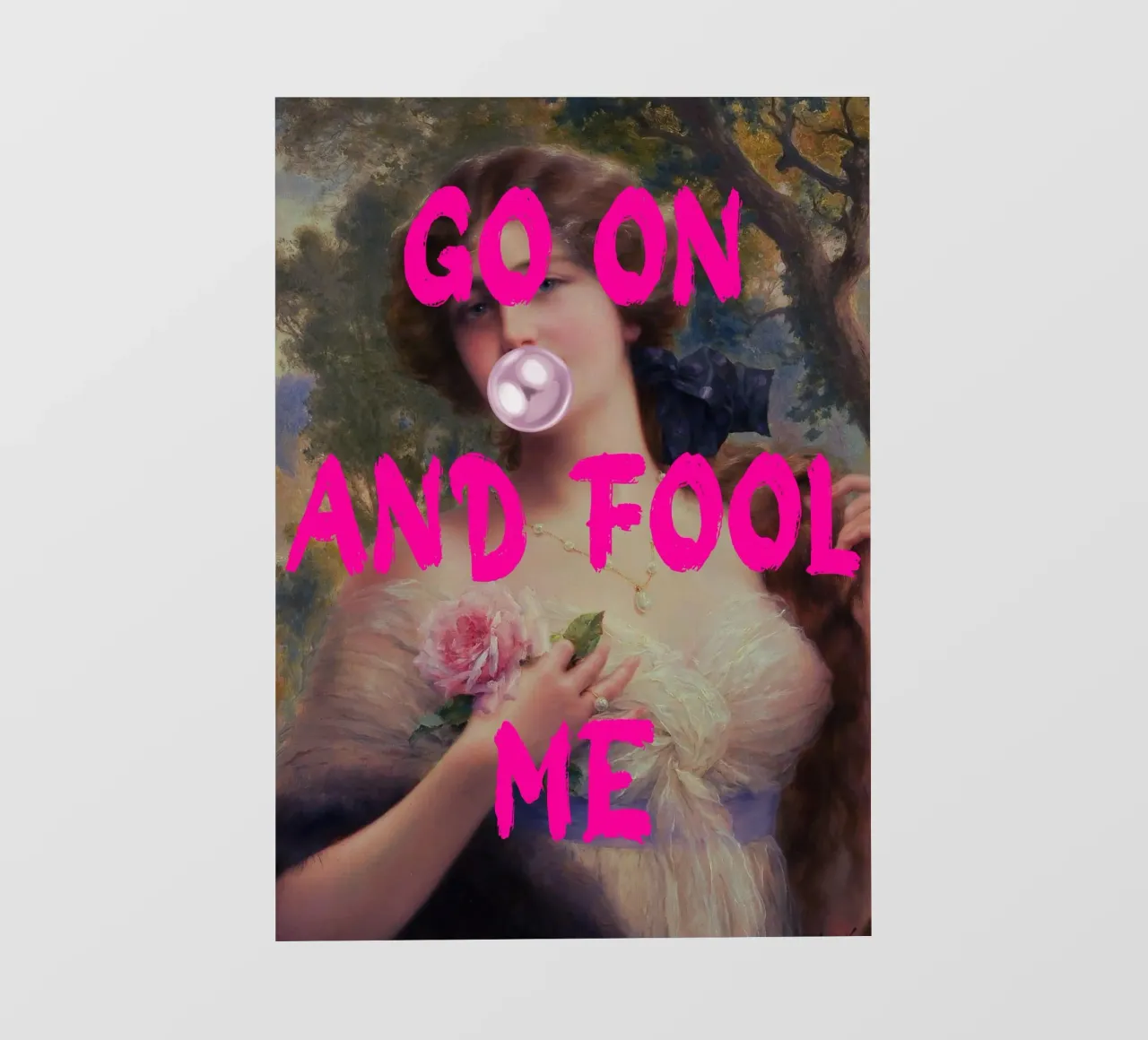 "Go On and Fool Me" - Pop Art, Remix classico, giocoso, rosa telo in pvc da NorwesClub