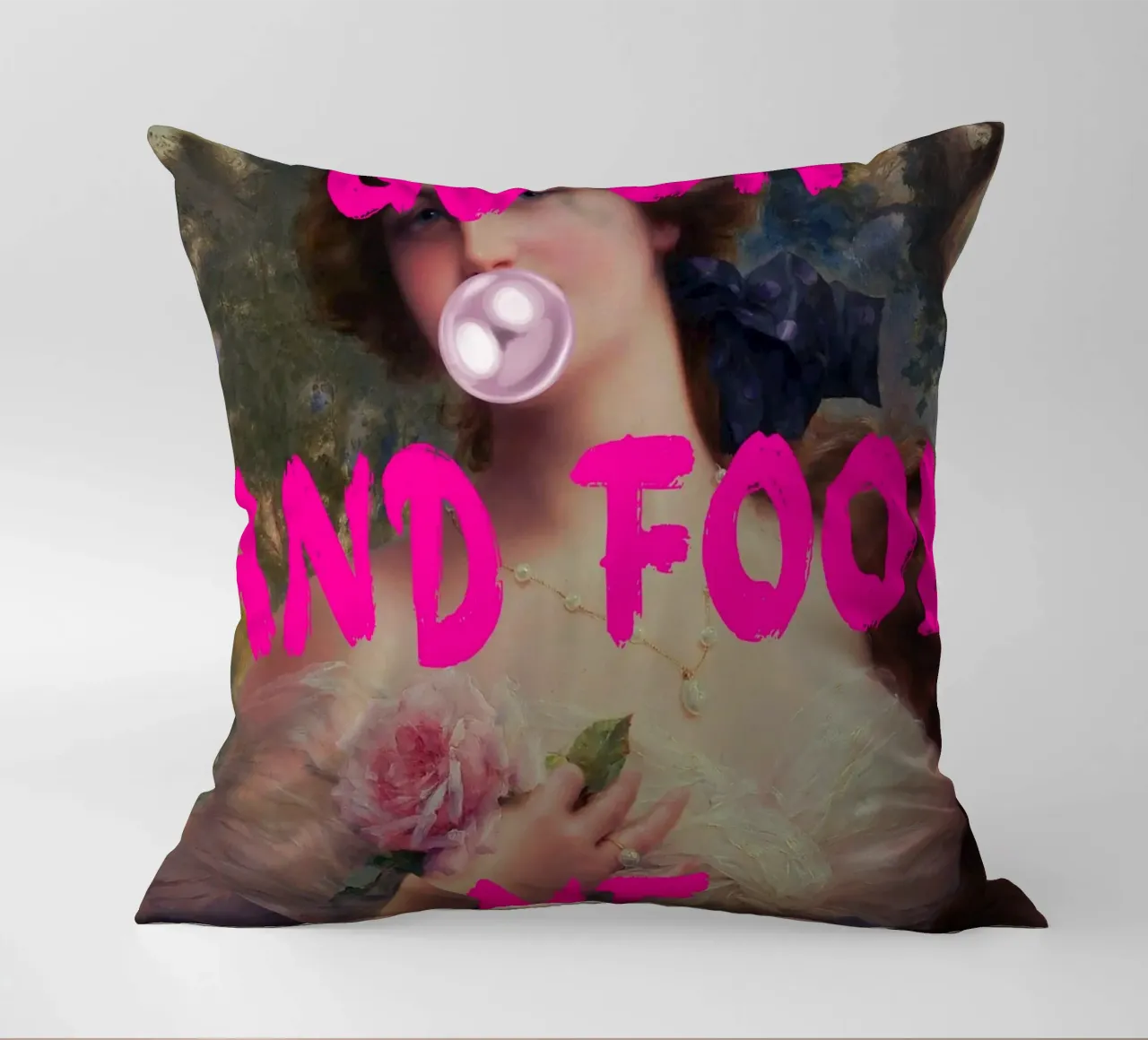 "Go On and Fool Me" - Pop Art, Remix classico, giocoso, rosa cuscino da NorwesClub