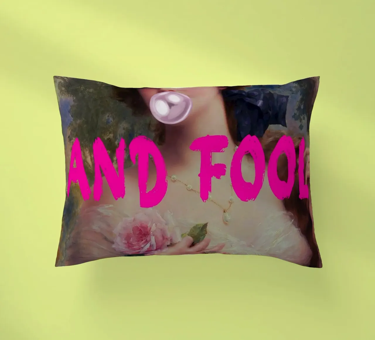 "Go On and Fool Me" - Pop Art, Remix classico, giocoso, rosa cuscino da NorwesClub