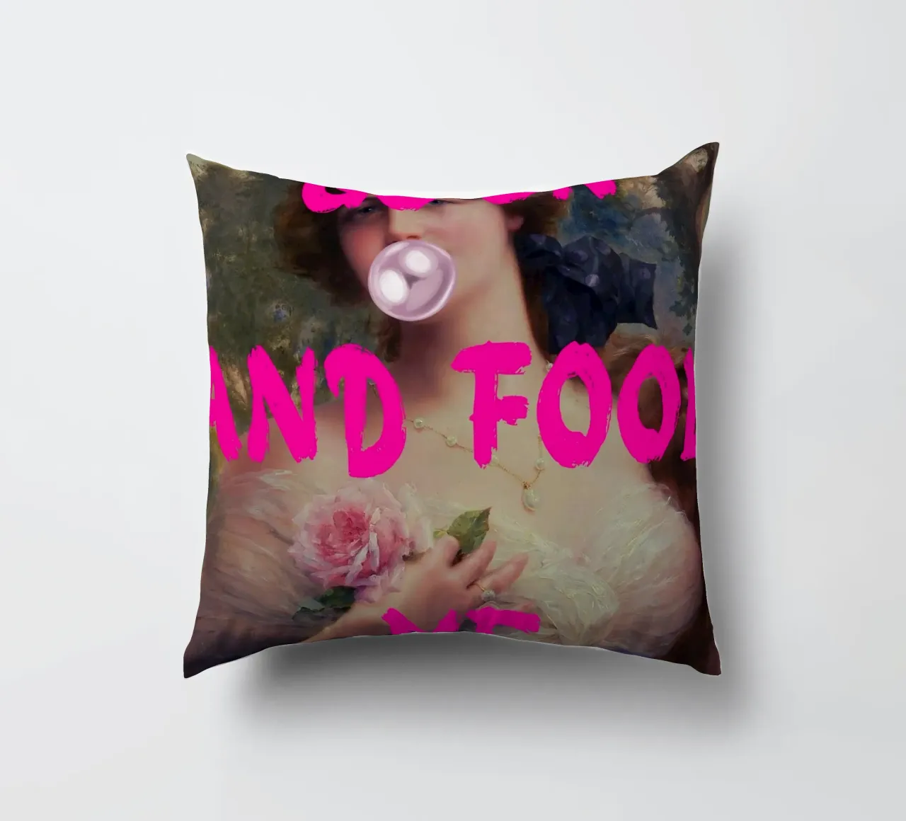 "Go On and Fool Me" - Pop Art, Remix classico, giocoso, rosa cuscino da NorwesClub