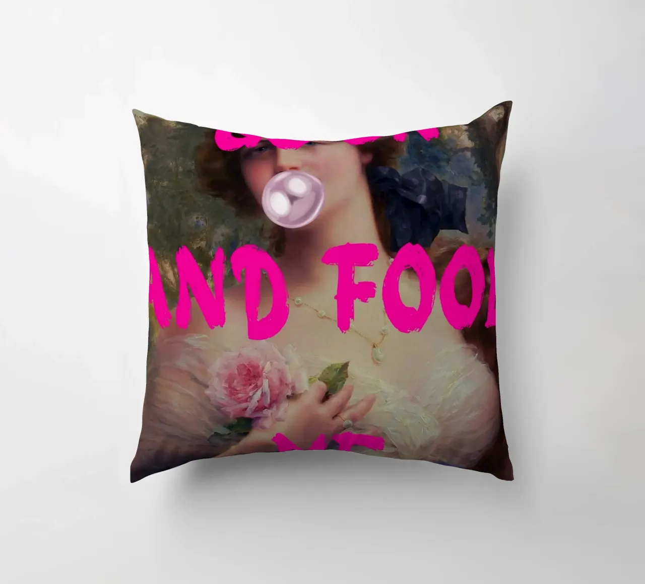 "Go On and Fool Me" - Pop Art, Remix classico, giocoso, rosa cuscino da NorwesClub