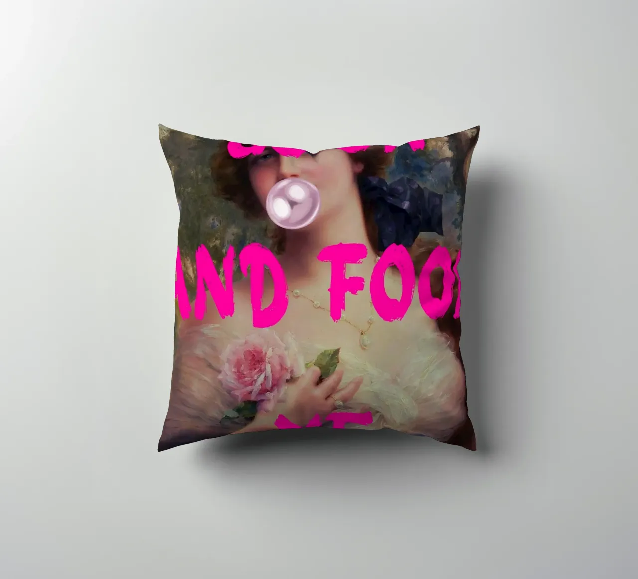 "Go On and Fool Me" - Pop Art, Remix classico, giocoso, rosa cuscino da NorwesClub