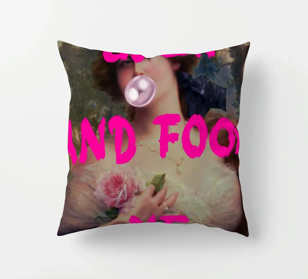 "Go On and Fool Me" - Pop Art, Remix classico, giocoso, rosa cuscino da NorwesClub