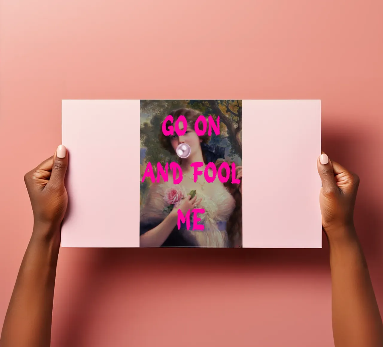 "Go On and Fool Me" - Pop Art, Remix classico, giocoso, rosa foglio adesivo da NorwesClub
