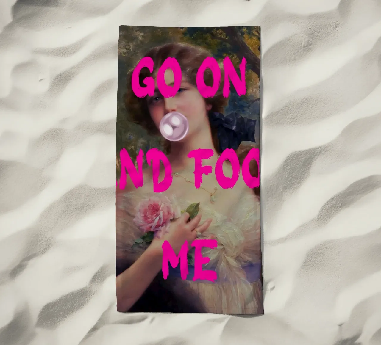 "Go On and Fool Me" - Pop Art, Remix classico, giocoso, rosa telo mare da NorwesClub