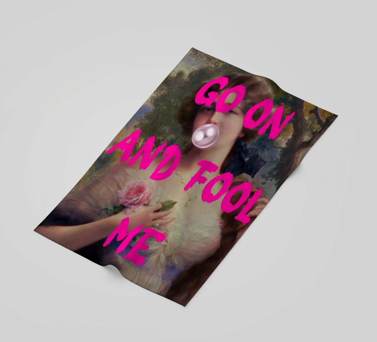 "Go On and Fool Me" - Pop Art, Remix classico, giocoso, rosa telo mare da NorwesClub