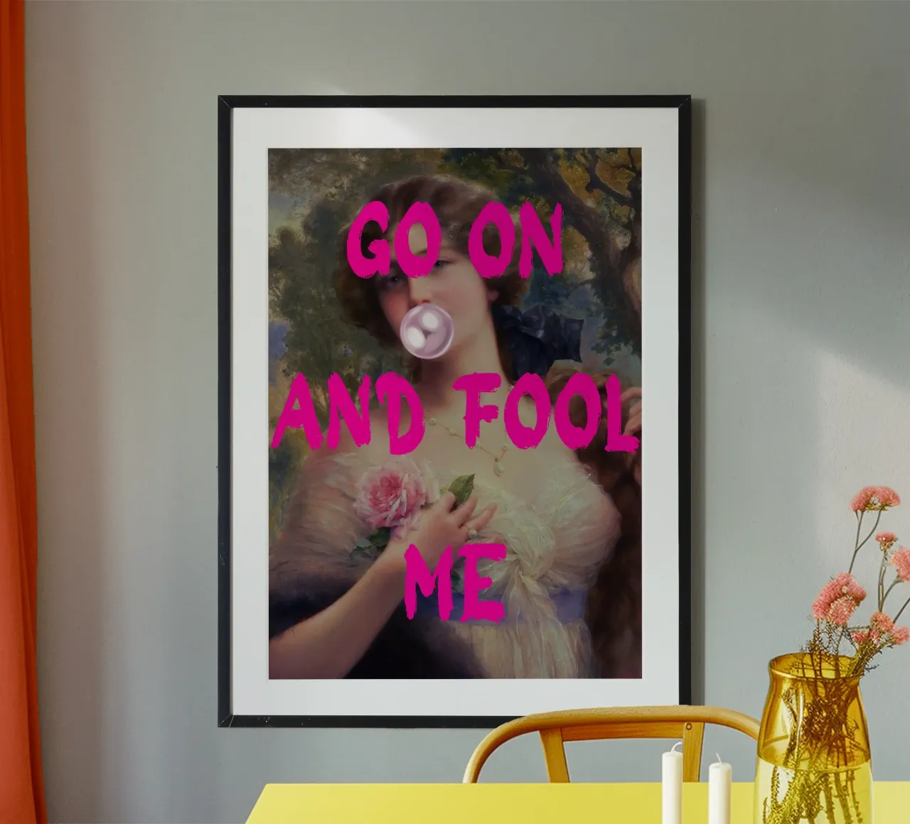 "Go On and Fool Me" - Pop Art, Remix classico, giocoso, rosa carta hahnemühle da NorwesClub