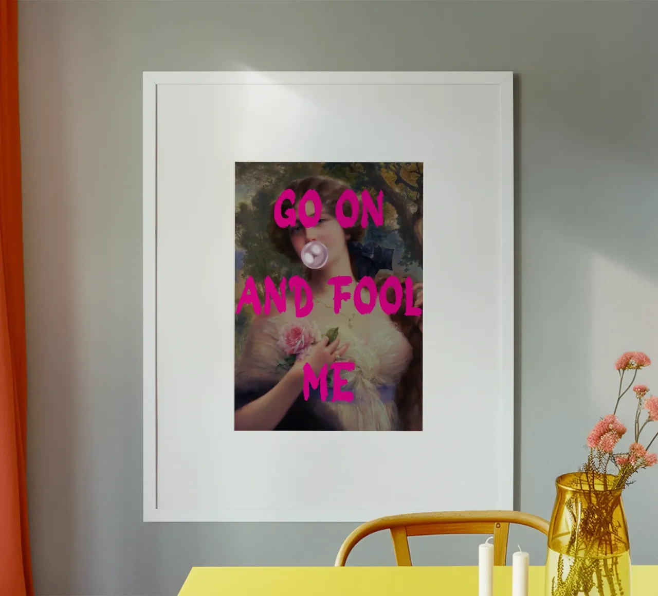 "Go On and Fool Me" - Pop Art, Remix classico, giocoso, rosa carta hahnemühle da NorwesClub