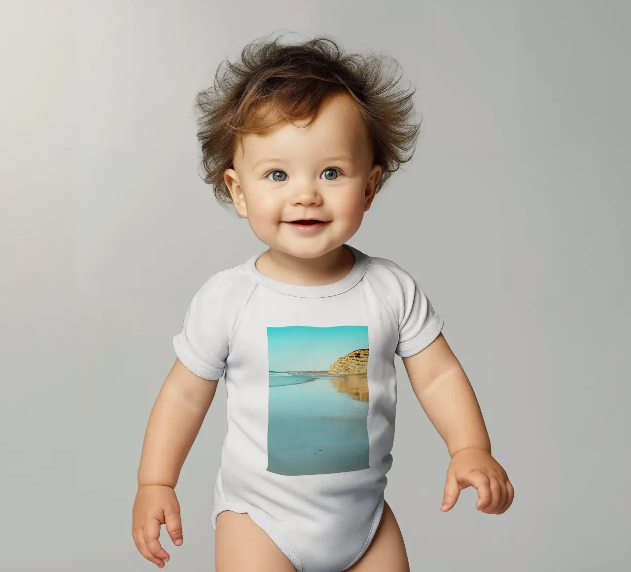 Morning Reflections short-sleeve baby romper by Sebastian Hilgetag