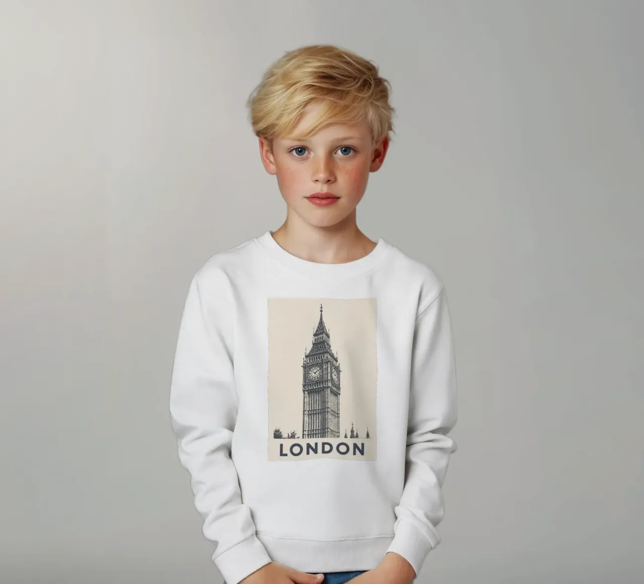 London – Big Ben Print - Linocut Series felpa bambino da Studio Mooodz