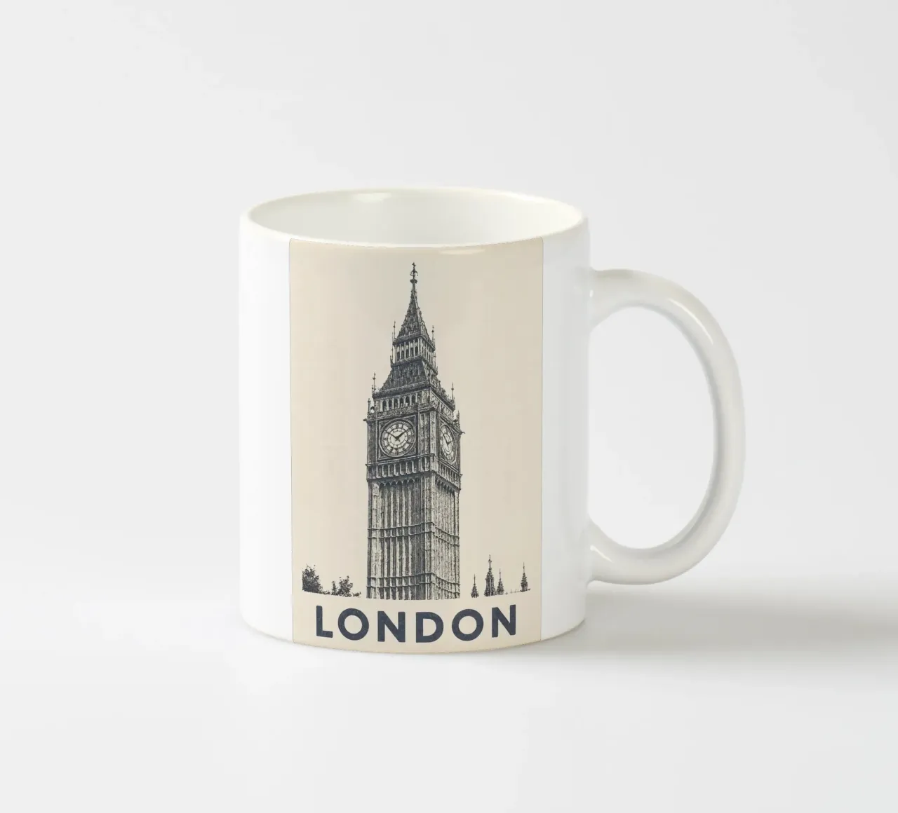 London – Big Ben Print - Linocut Series tazza in ceramica da Studio Mooodz