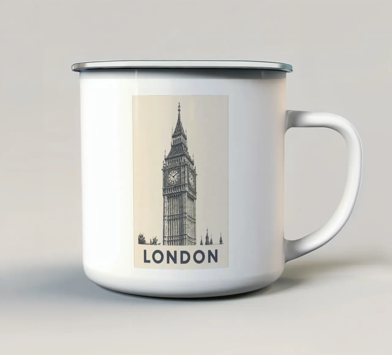 London – Big Ben Print - Linocut Series tazza in smalto da Studio Mooodz