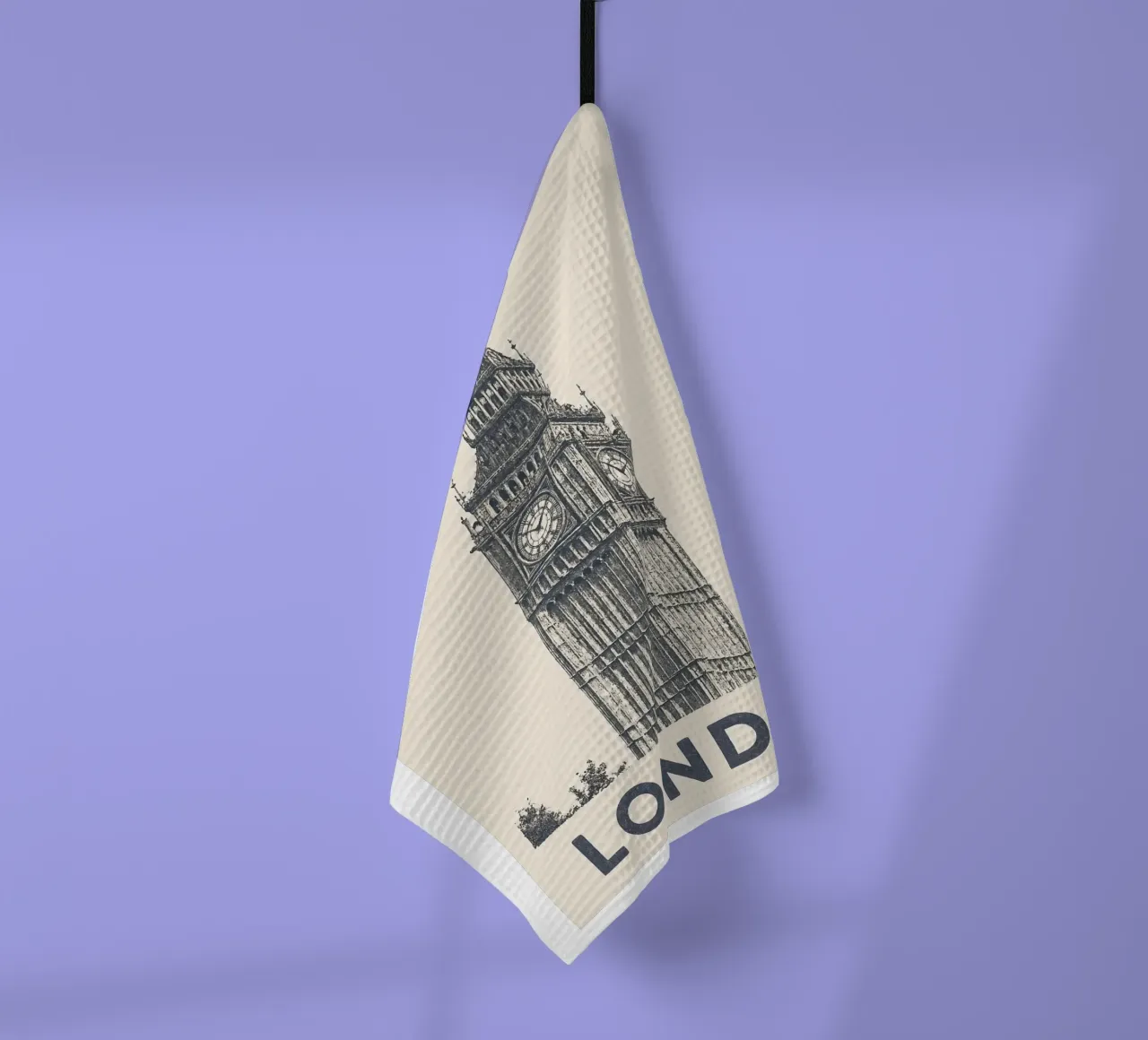 London – Big Ben Print - Linocut Series canovaccio da cucina da Studio Mooodz